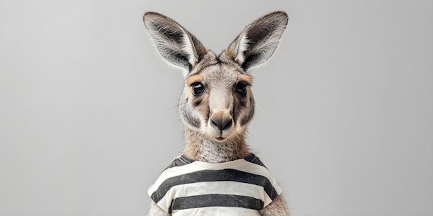 Canguru em preto e branco listrado Conceito Fotografia de animais Vestuário monocromático Padrões listrados Retratos de vida selvagem Vida selvagem australiana