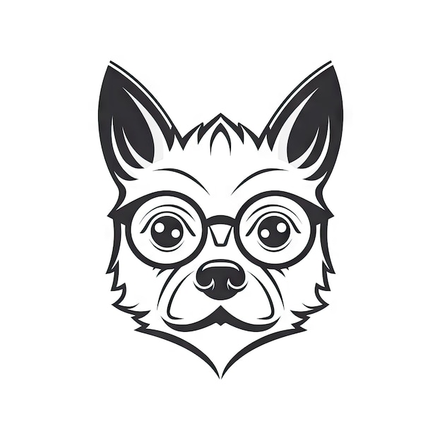 Canine Chic A Dog com cílios e óculos em um estilo gráfico mínimo