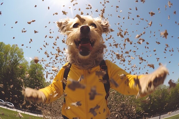 Foto canine highfive-besitzer trainiert seinen hund mit generativer ki