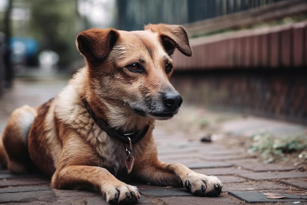 canino na calçada