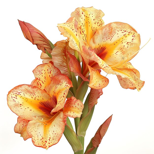 Foto canna lily flower com cor laranja e vermelha manchada o fluxo clipart isolado em branco bg natural