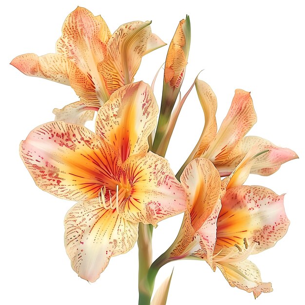 Canna Lily Flower com cor laranja e vermelha manchada o fluxo Clipart isolado em branco BG Natural