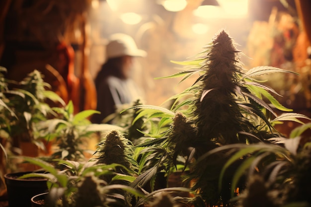 Cannabis bush cultivando maconha em condições especiais AI Gerado