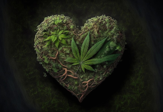 Cannabis heart é uma bela planta natural Generative AI