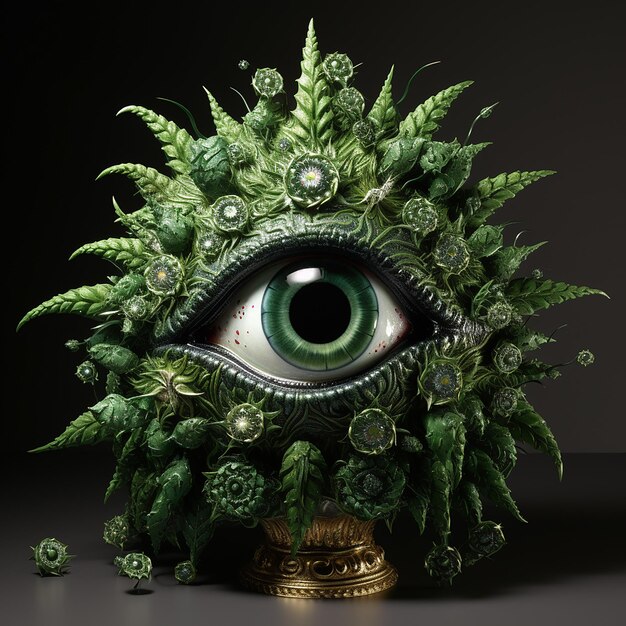 Foto cannabis_plant_made_of_emeralds_with_eyeballs_80811c9c