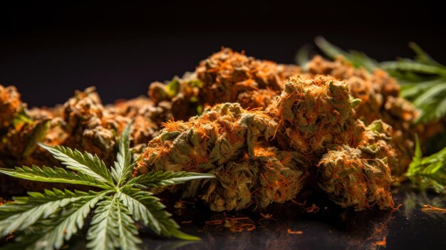 el cannabis seco generativo de brotes de naranja ai