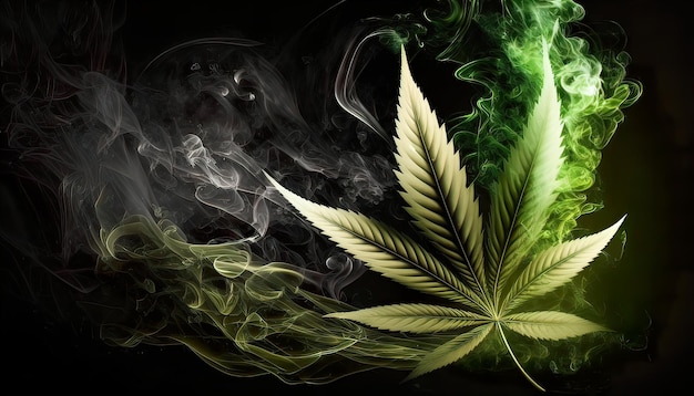 Cannabis verde-folha realista e cigarro branco fumado Gerar IA