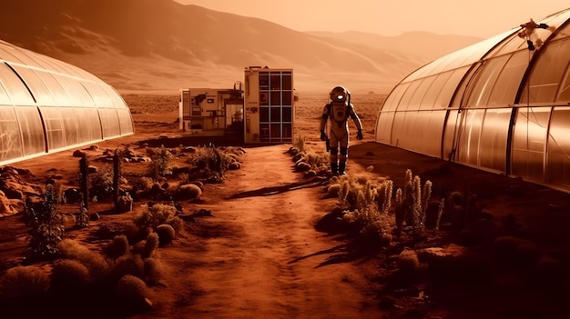 Cannabisfarm auf dem Mars Bio-Unkraut Generative KI