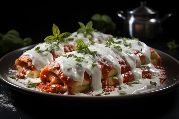 Foto cannelloni de estilo italiano con ricotta salata delicious cannelloni fotografía de imágenes