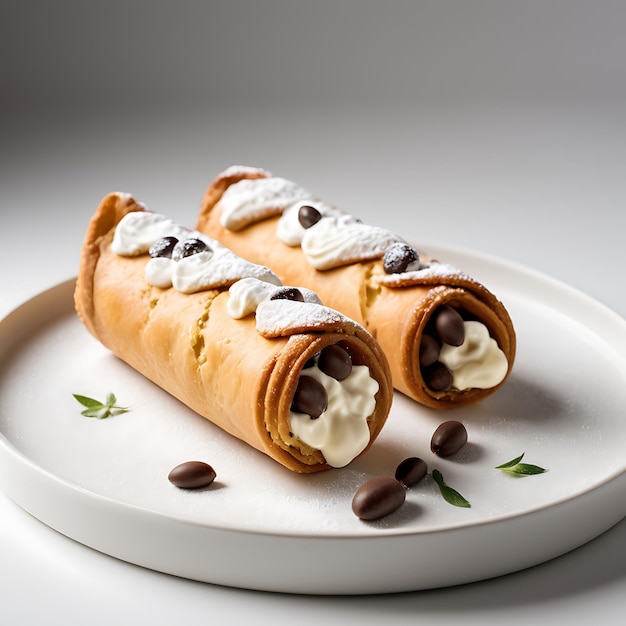 Cannoli auf weißem Hintergrund