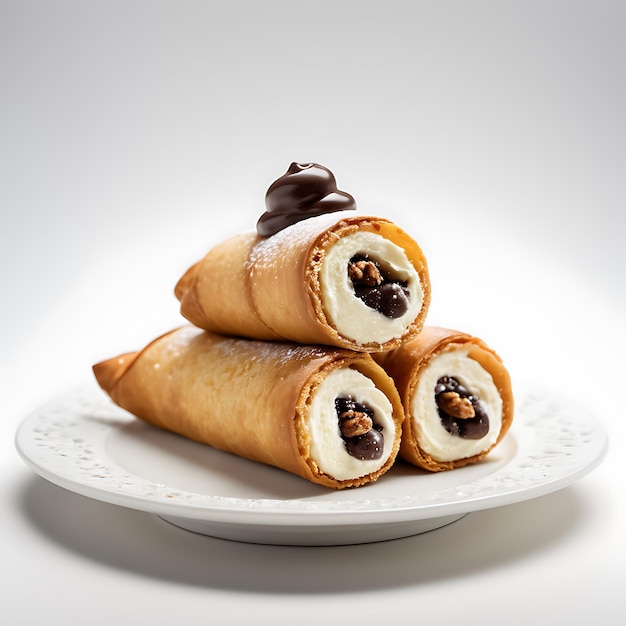 Cannoli sobre un fondo blanco