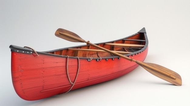 Canoa de madeira vermelha papel de parede HD 8K Fotografia de estoque