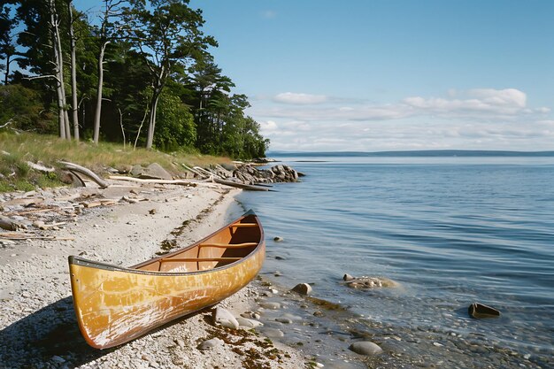 Foto canoa en una hermosa playa