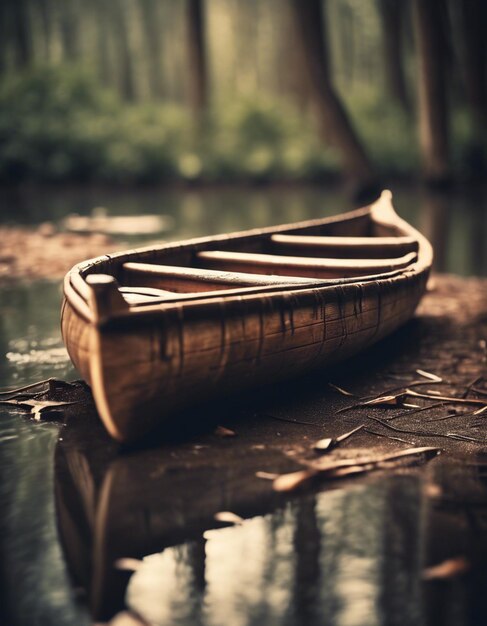 Foto una canoa de madera frágil