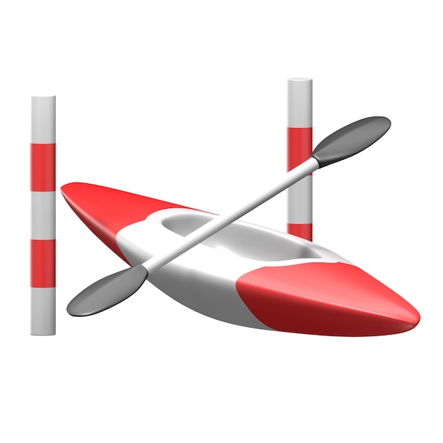 canoa, slalom, deporte, equipo, 3d, icono