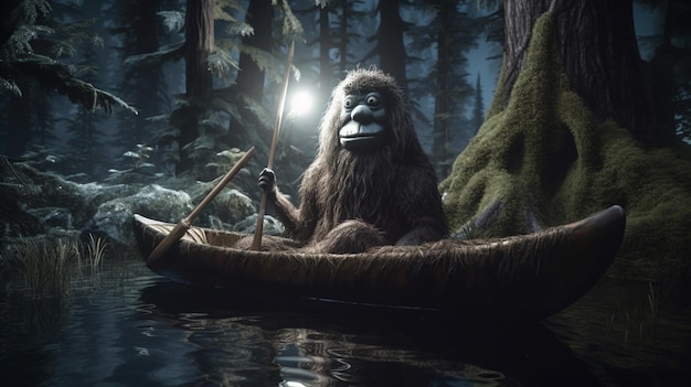 Canoe bigfoot por tim burton ilustração de animais imagem arte gerada por ia