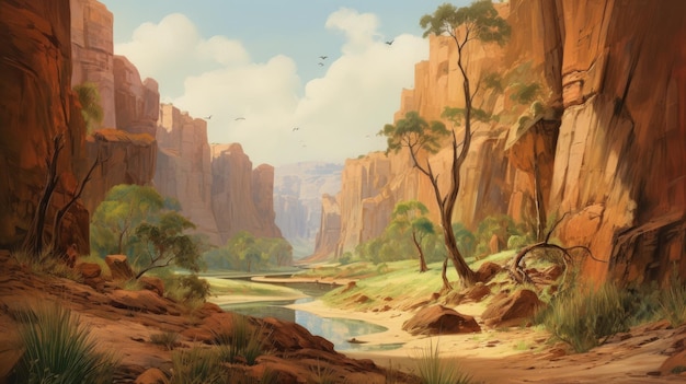 Cañón de Australia Una pintura de paisaje impresionante