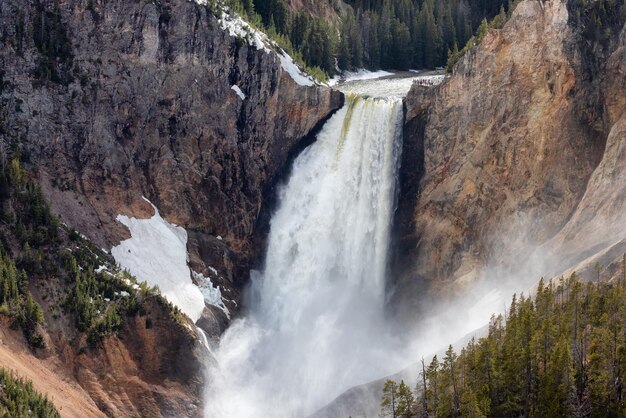 Cañón rocoso y río en el paisaje americano gran cañón de yellowstone