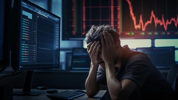 Foto cansado e preocupado homem de negócios indiano no local de trabalho no escritório