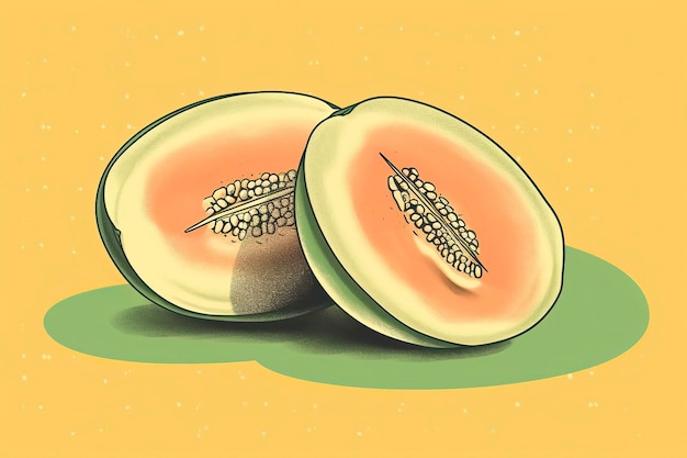 Cantaloupe-Illustration Obstillustration Generative KI