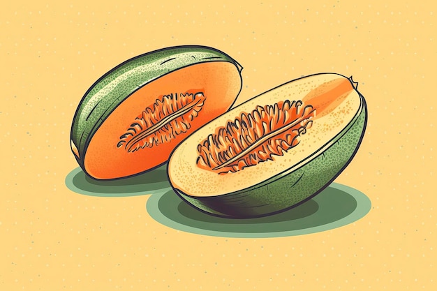 Cantaloupe-Illustration Obstillustration Generative KI