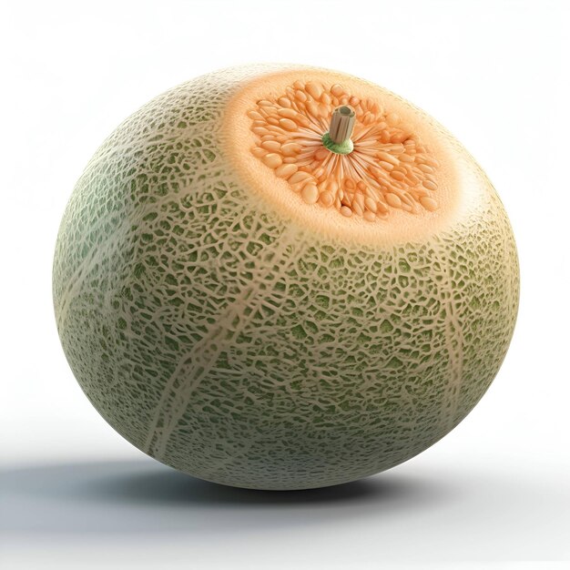 Cantaloupe-Melone auf weißem Hintergrund, 3D-Illustration