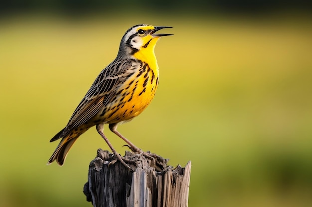 Cantando Western Meadowlark en IA generativa de madera