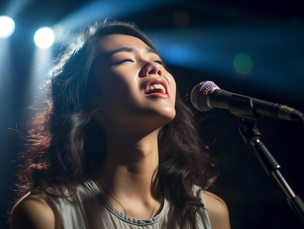 Cantar canciones con micrófono y disfrutar cantando.