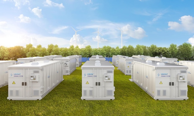 Cantidad de sistemas de almacenamiento de energía o unidades de contenedores de baterías con granja solar y de turbinas