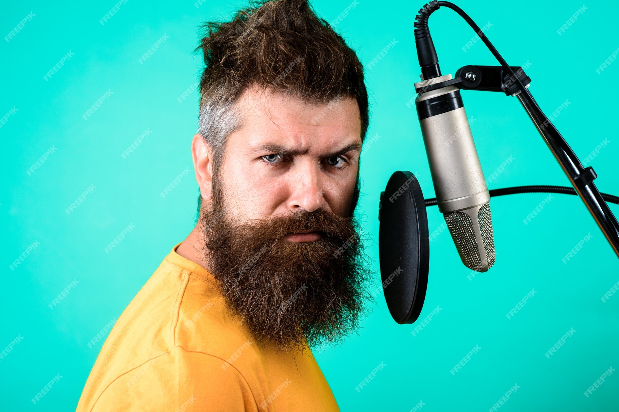 Festival De Rock Escola Vocal Brutal E Rocha Homem Barbudo Usa Camisa  Vestida Cantando Música Cantor Masculino Com Microfone Foto de Stock -  Imagem de retrato, barbudo: 196872556