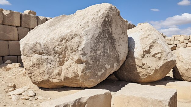 Cantos rodados de la destrucción romana del segundo templo junto al muro occidental