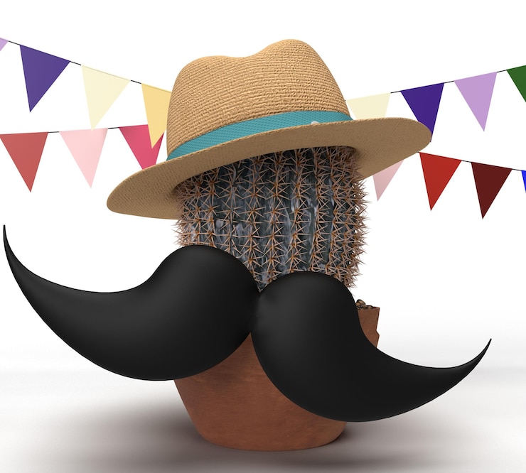 Foto cantus sombrero bigote negro símbolo decoración ornamento méxico país nacional sombrero mayo carnaval
