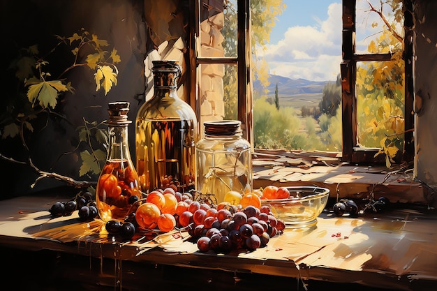 Foto canvas culinario hermosa pintura de cocina en arte al óleo