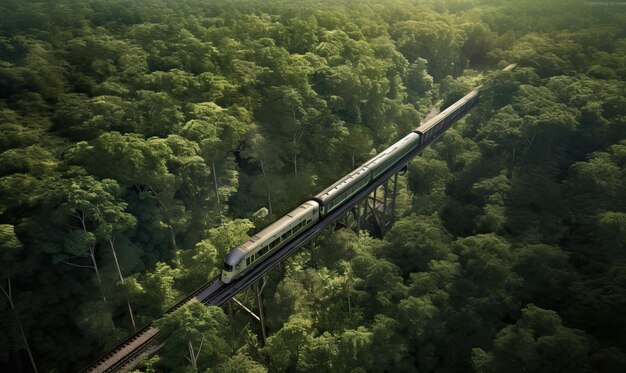 Canyon Railway Bridge Hochgeschwindigkeitszug mit Bäumen bewachsen