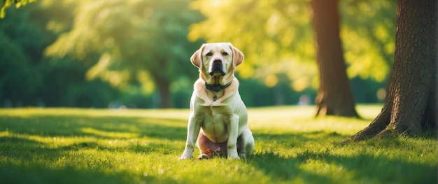 Cão a desfrutar de um dia ensolarado no parque