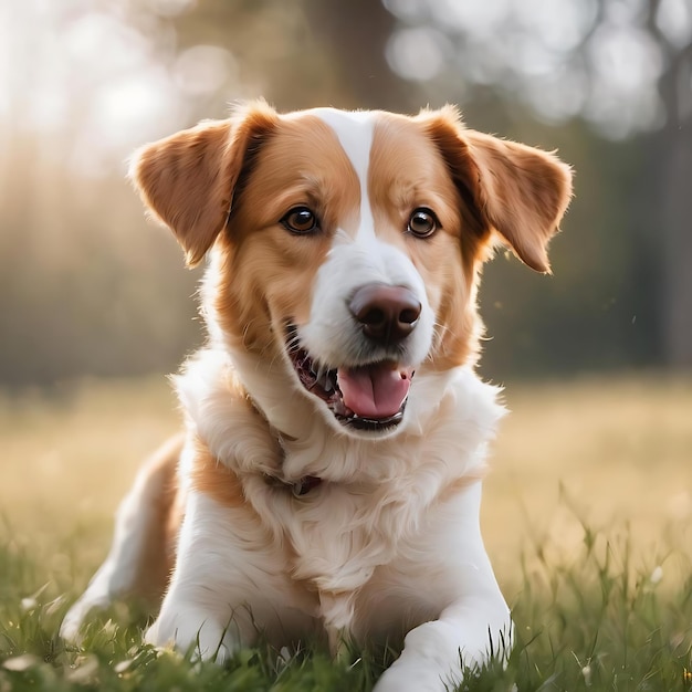 Cão alegre e sorridente isolado retrato de fundo branco 4