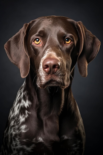 Cão Arafed com olhos amarelos olhando para a câmera generativa ai