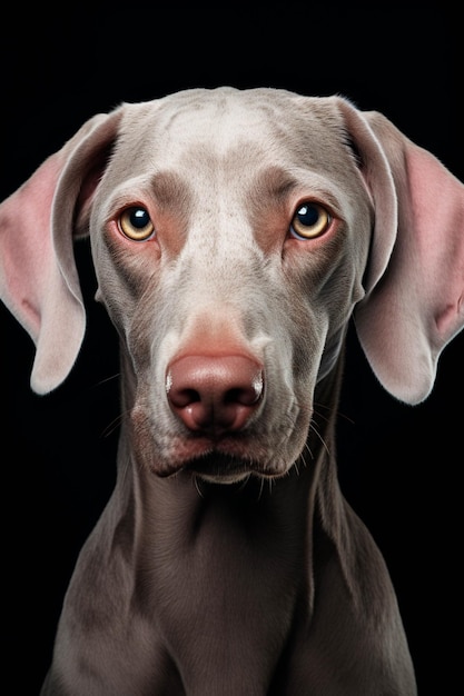 Cão Arafed com olhos amarelos olhando para a câmera generativa ai