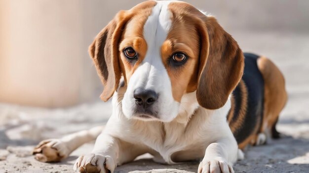 Cão Beagle sentado com fundo branco