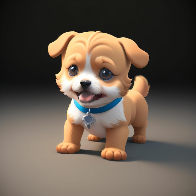 Cão bonito dos desenhos animados 3D com características antropomórficas