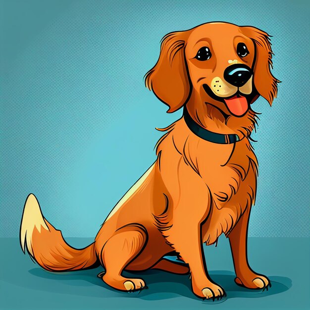 Cão bonito e amigável em estilo de desenho animado em um fundo colorido gerado por IA