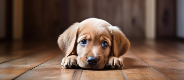 Cão bonito repousa no chão