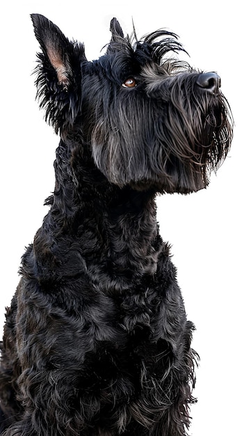 Cão Bouvier des Flandres em fundo branco