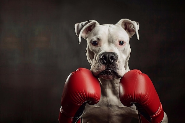 Foto cão boxeador com luvas