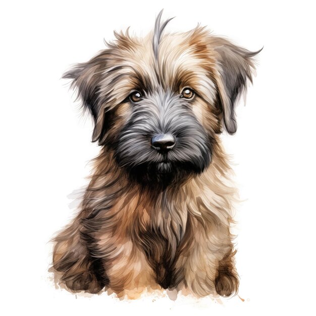 Foto cão briard cão cachorro berger de brie clipart ilustração em aquarela ia gerativa