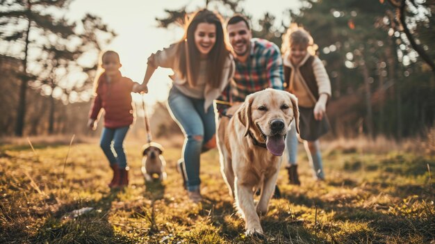 Foto cão brincalhão e seu dono na natureza pragma ao ar livre