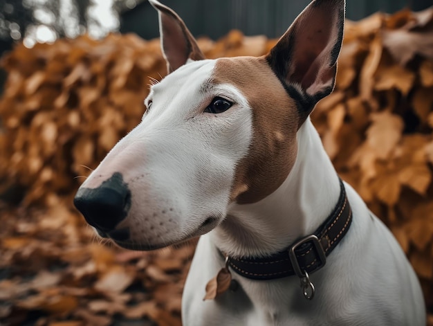 Cão Bull Terrier close-up criado com tecnologia Generative AI