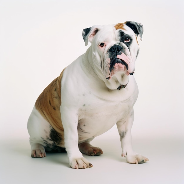Foto cão bulldog americano fecha retrato isolado em fundo branco amigo leal de animal de estimação corajoso