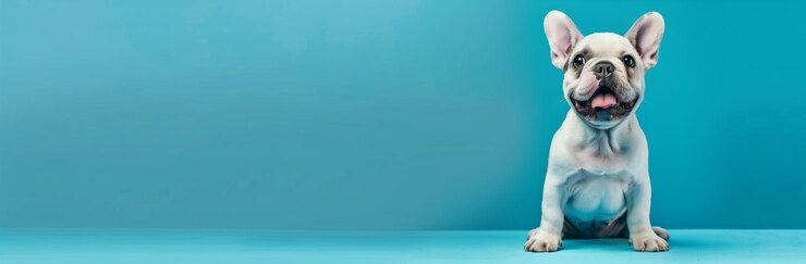 Foto cão bulldog francês com um sorriso alegre e fofinho