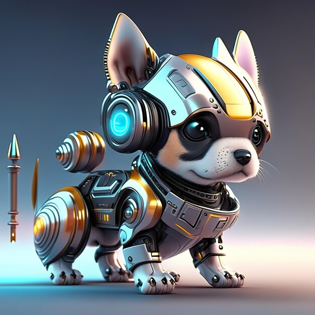 Cão chibi robô bonito IA generativa